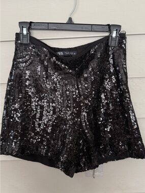 Zara Black Sequin Women’s Shorts - Sparkling Party Shorts